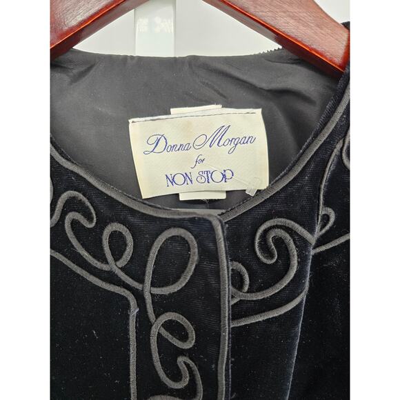 Vintage Donna Morgan For Non Stop Womens Sz 10 Formal Blazer Black Velvet - Picture 3 of 6